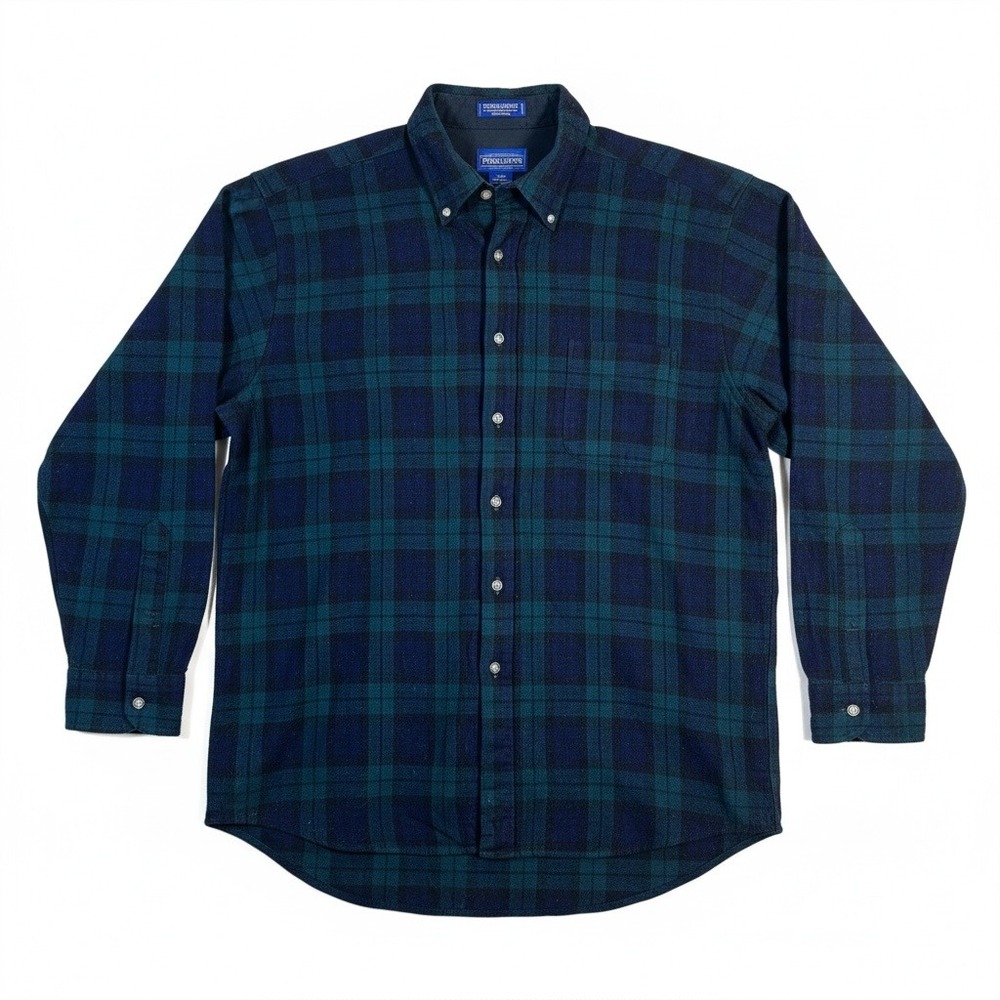 Pendleton Fireside‎ Shirt Men's XL Blackwatch Tartan 100% Wool Plaid Button Down